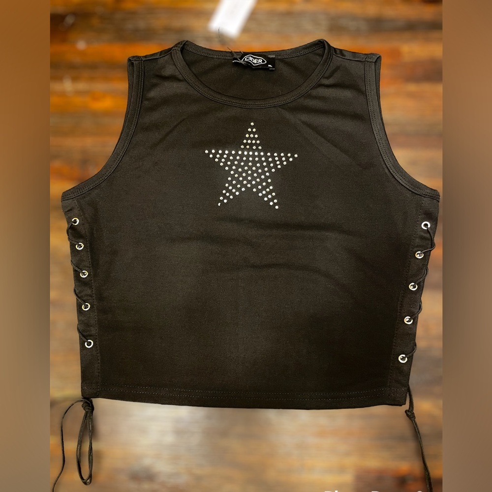 Star Rhinestone Crop Top - Picture 2 of 5